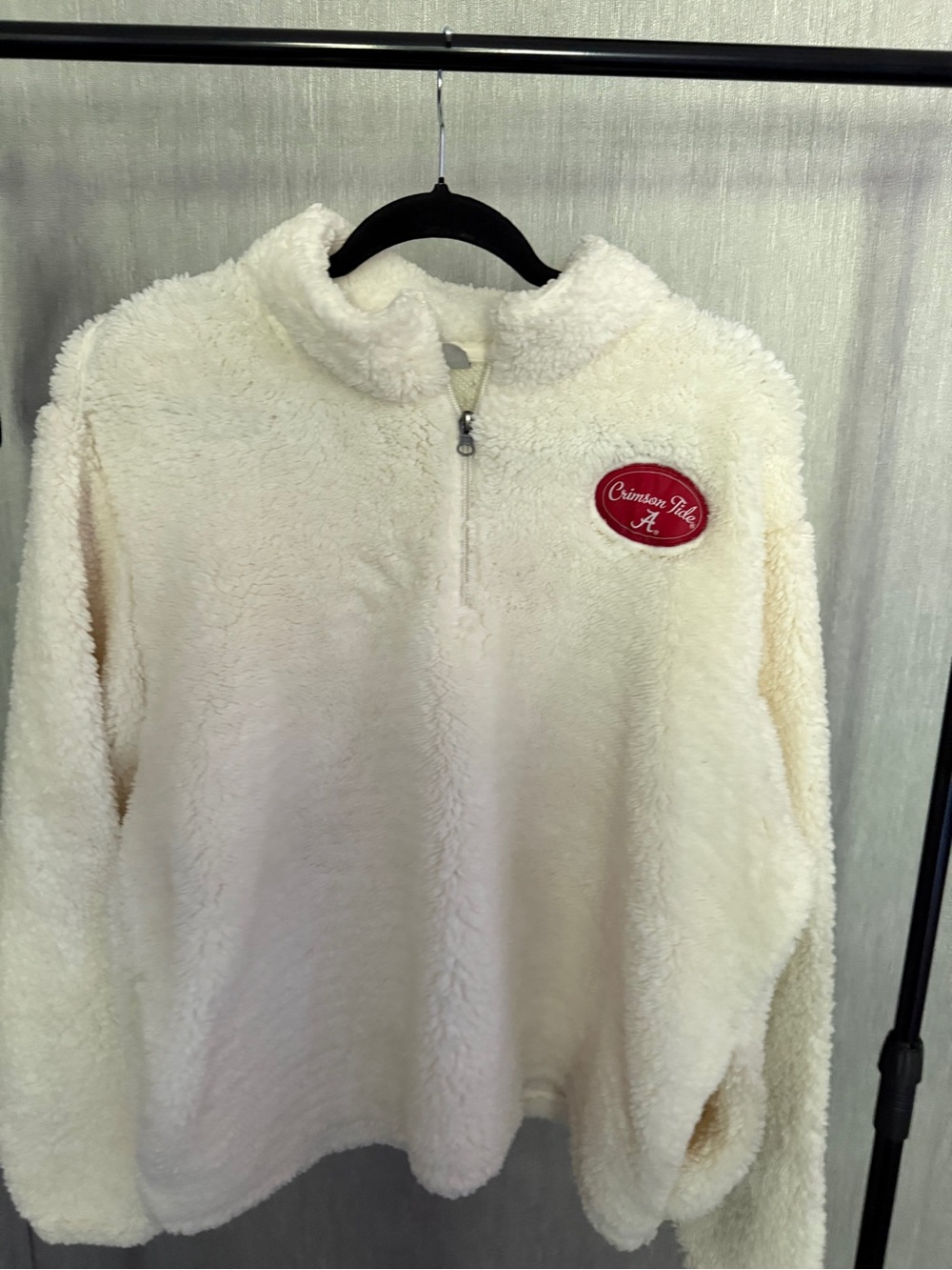 ALABAMA CRIMSON TIDE  Knight Apparel Cream Sherpa Quarter-Zip Pullover